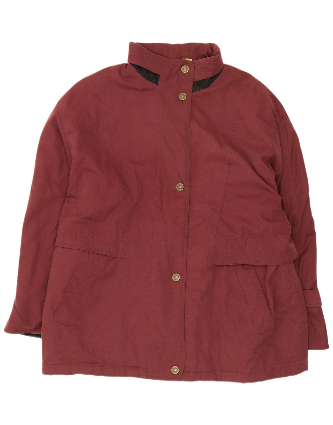 Vintage Womens Oversized Windbreaker Coat UK 18 XL Burgundy Polyester