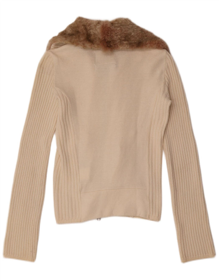 Woolrich Womens Cardigan Sweater UK 10 Small Off White Cotton