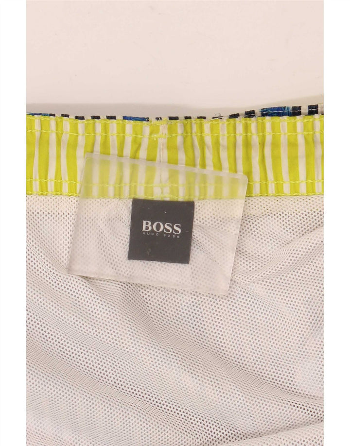 Pantaloncini da bagno da uomo Hugo Boss grandi a righe blu