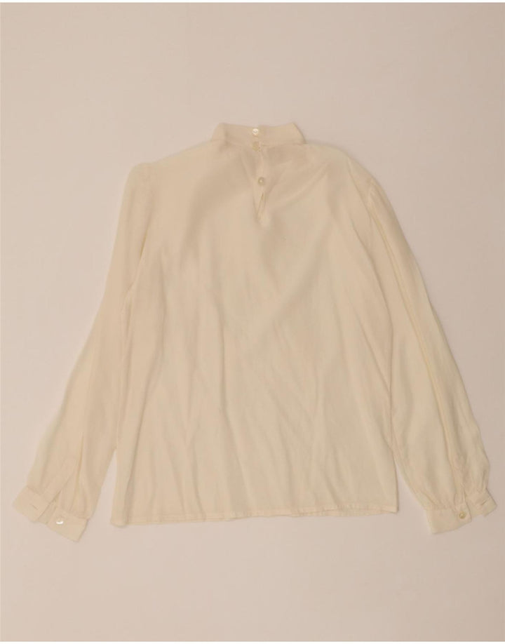 VINTAGE Womens Long Sleeve Blouse Top UK 12 Medium Off White Vintage Vintage and Second-Hand Vintage from Messina Hembry 