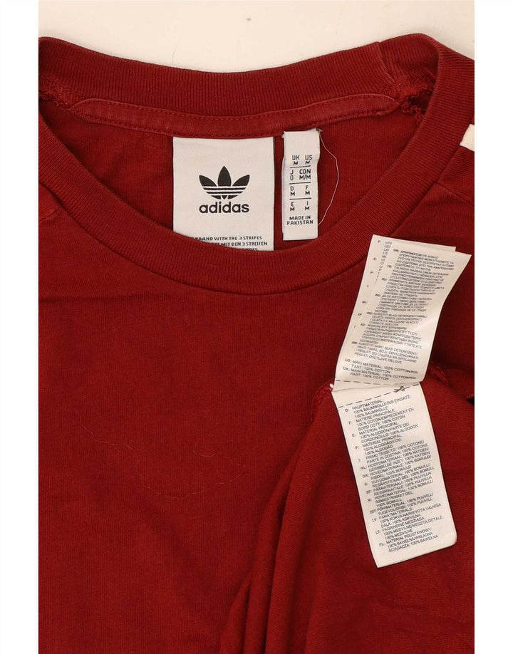 Adidas Mens T-Shirt Top Medium Burgundy Cotton