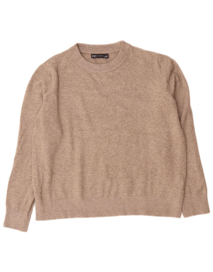 Marks & Spencer Womens Crew Neck Jumper Sweater UK 14 Medium Grey Polyester