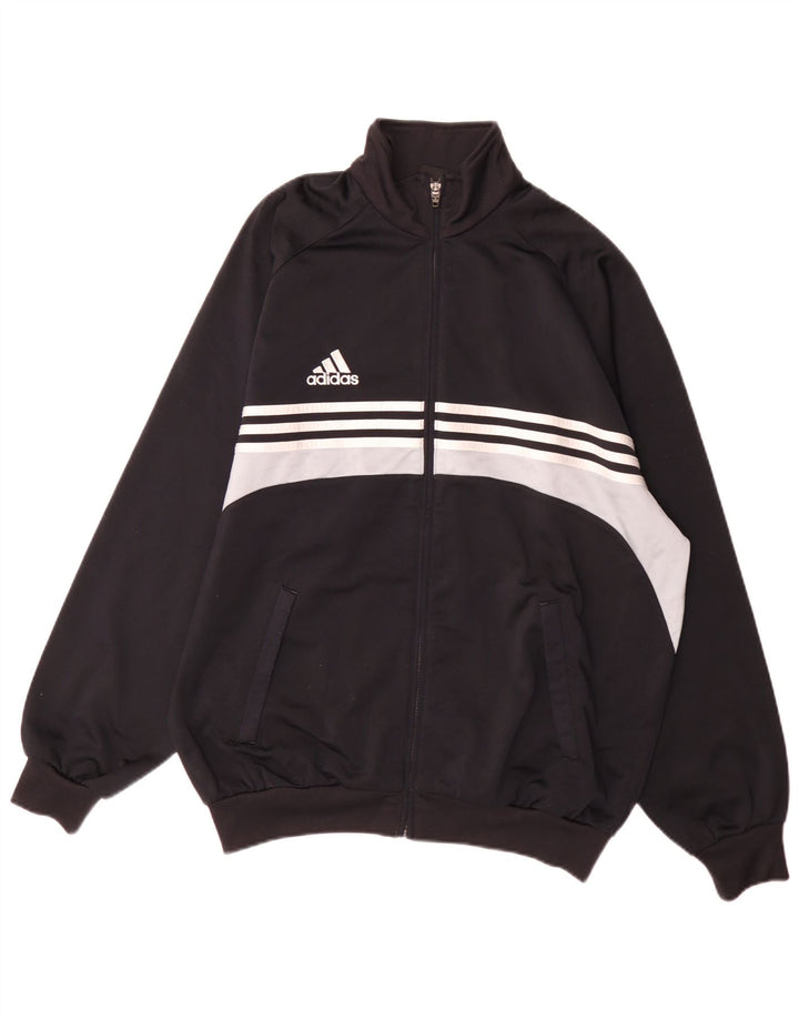 Adidas Mens Tracksuit Top Jacket UK 42/44 Large Black Colourblock Polyester