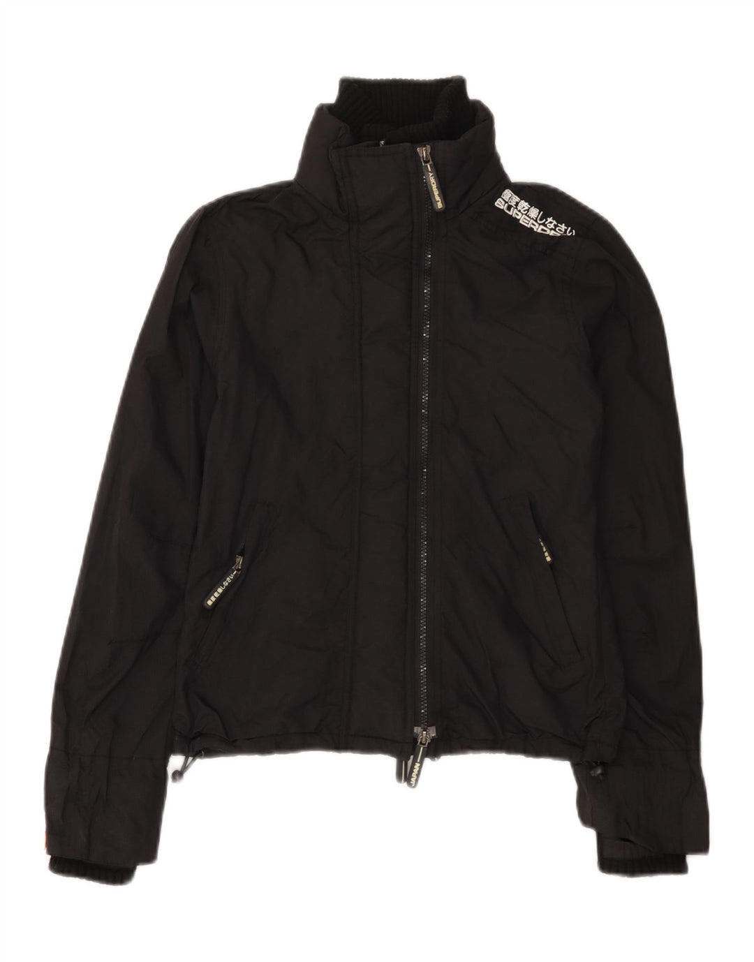 Giacca antipioggia grafica da donna Superdry UK 6 XS nylon nero