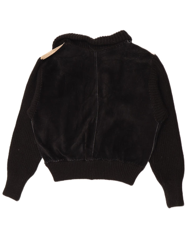 Vintage mujer bombardero ante chaqueta Reino Unido 16 grande negro colorblock