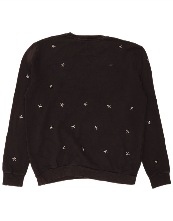 Zara Mens Sweatshirt Jumper XL Black Geometric Cotton