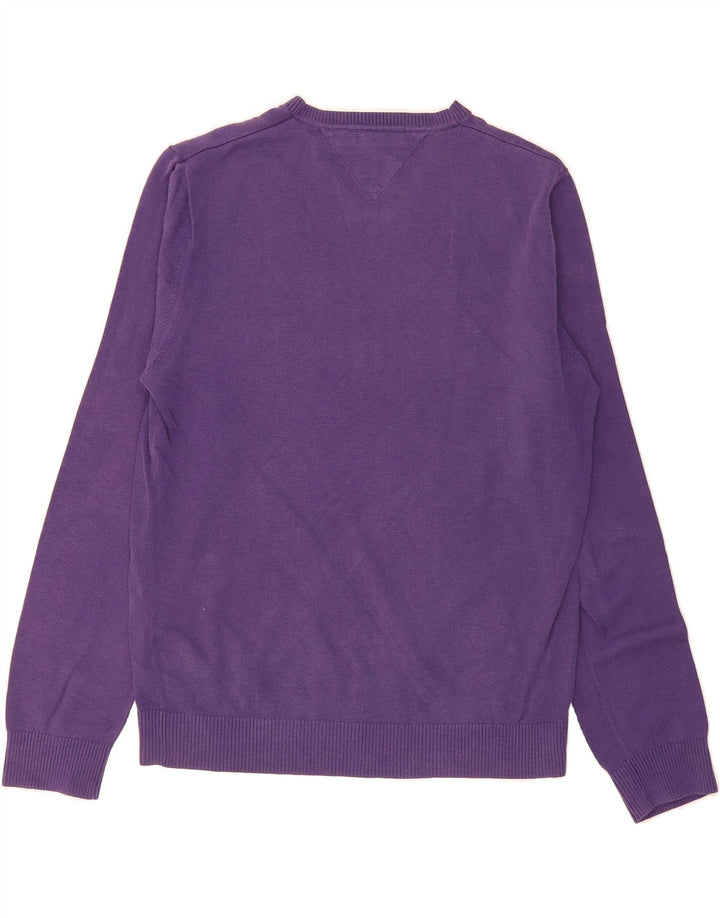 TOMMY HILFIGER Mens V-Neck Jumper Sweater Large Purple Cotton Vintage Tommy Hilfiger and Second-Hand Tommy Hilfiger from Messina Hembry 