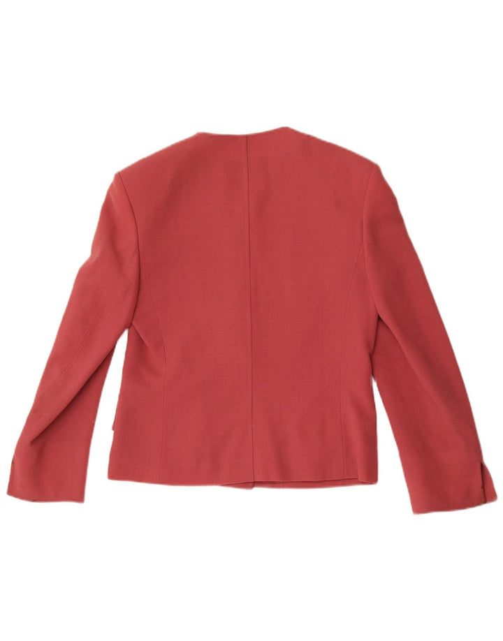 Jaeger Womens 4 Button Blazer Jacket UK 8 Small Pink Wool