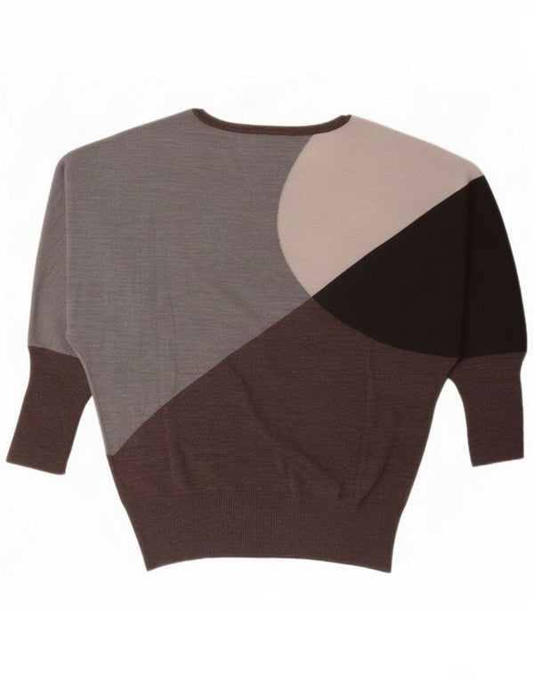 Krizia maglione da donna con scollo a barca UK 10 Small Grey Colourblock