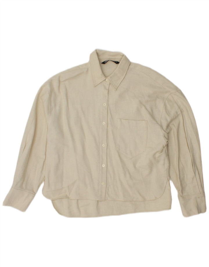 Zara Womens Oversized Shirt UK 6 XS Off White Cotton
