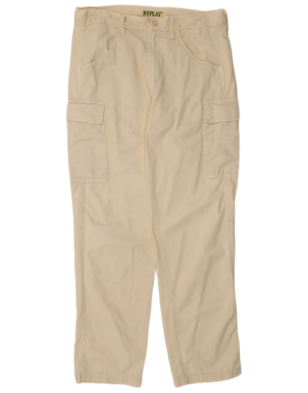 Calça cargo reta masculina Replay W34 L31 algodão branco