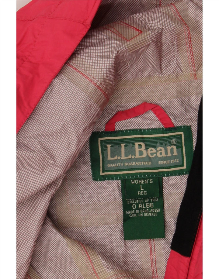 L.L.Bean Womens Hooded Rain Jacket UK 16 Large Pink Nylon