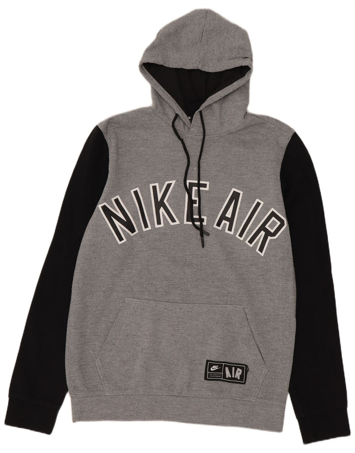 Felpa con cappuccio grafica Nike da uomo color grigio medio