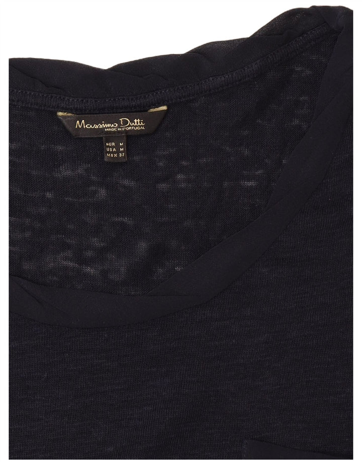 Massimo Dutti Damen T-Shirt Top UK 12 Medium Marineblau