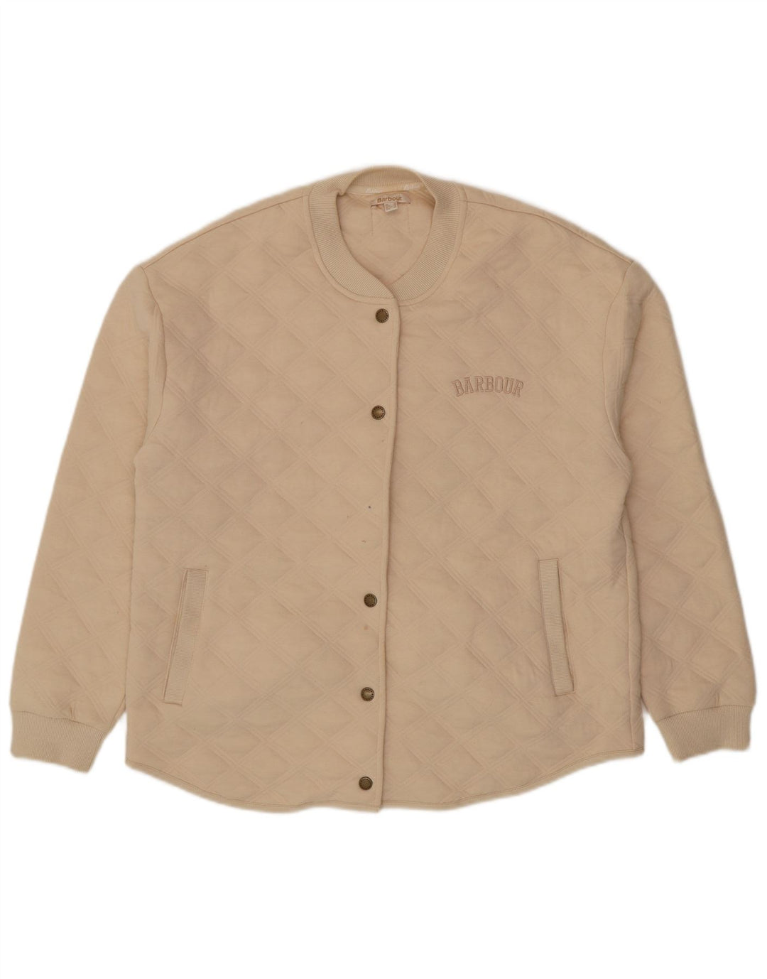 Barbour Veste matelassée surdimensionnée pour femme UK 10 Petit coton beige