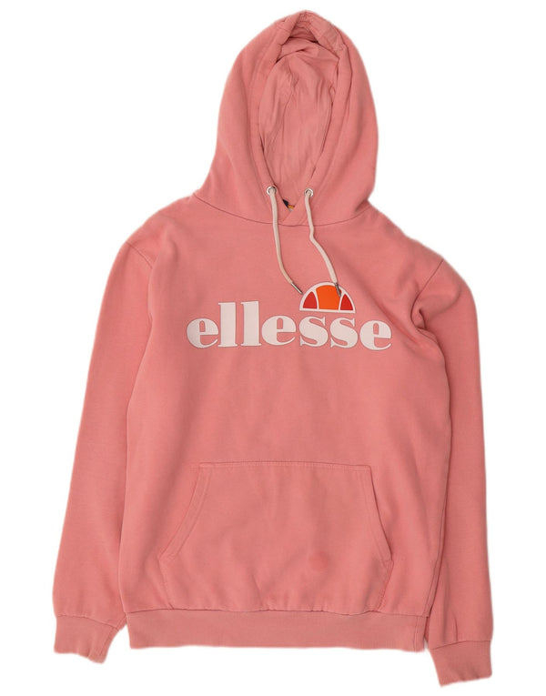 Pulover cu glugă supradimensionat cu grafic pentru femei Ellesse UK 10 Bumbac roz mic