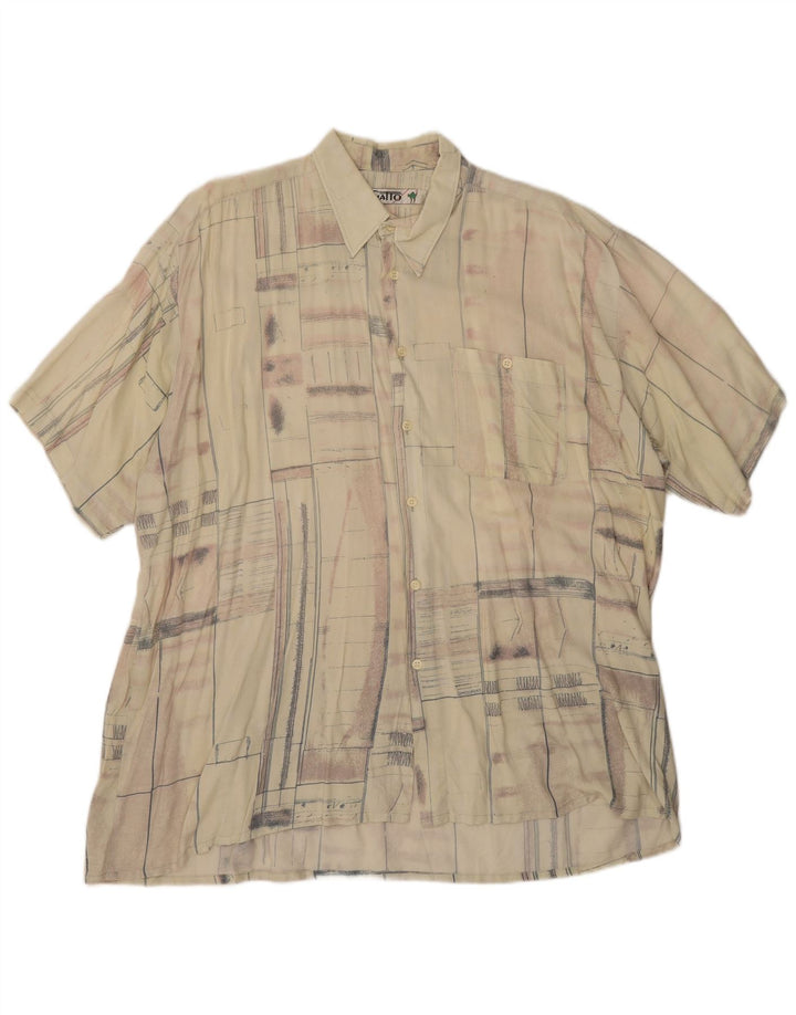 Vintage Mens Short Sleeve Shirt XL Beige