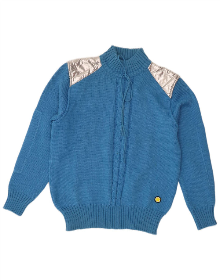Vintage Womens Turtle Neck Jumper Sweater IT 44 Medium Blue Colourblock