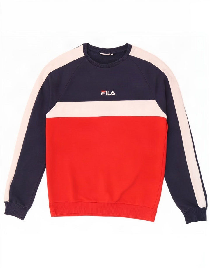 Bluza męska Fila Sweter Średni granatowy, bawełniany blok kolorów