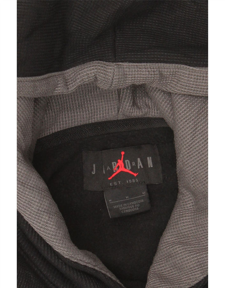 JORDAN Mens Graphic Hoodie Jumper Medium Black Polyester Vintage Jordan and Second-Hand Jordan from Messina Hembry 