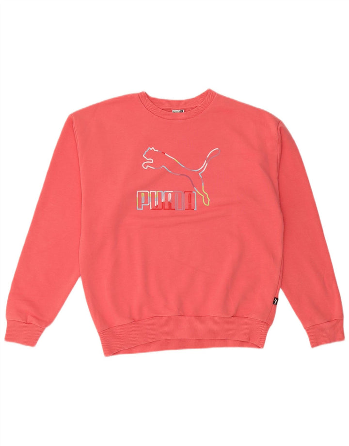 Puma Womens Graphic Oversized Sweatshirt Jumper UK 10 Small Pink Cotton