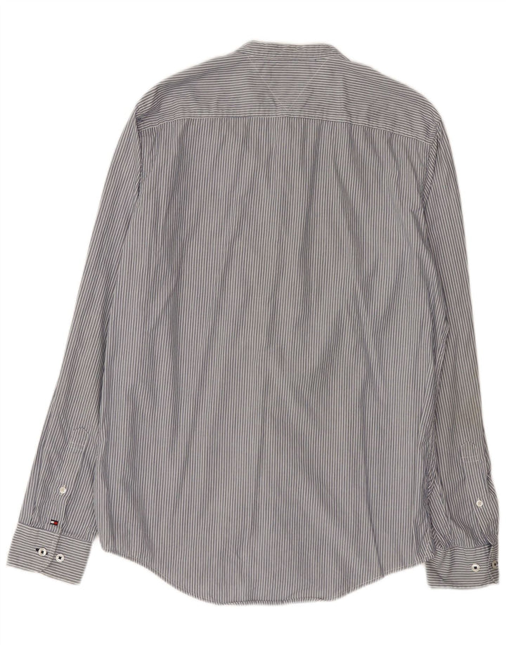 Tommy Hilfiger Mens Shirt Medium Grey Pinstripe Cotton