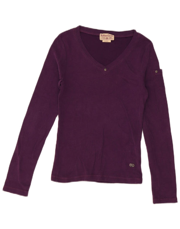 Marlboro Classics Top da donna a maniche lunghe UK 14 Large Viola in cotone