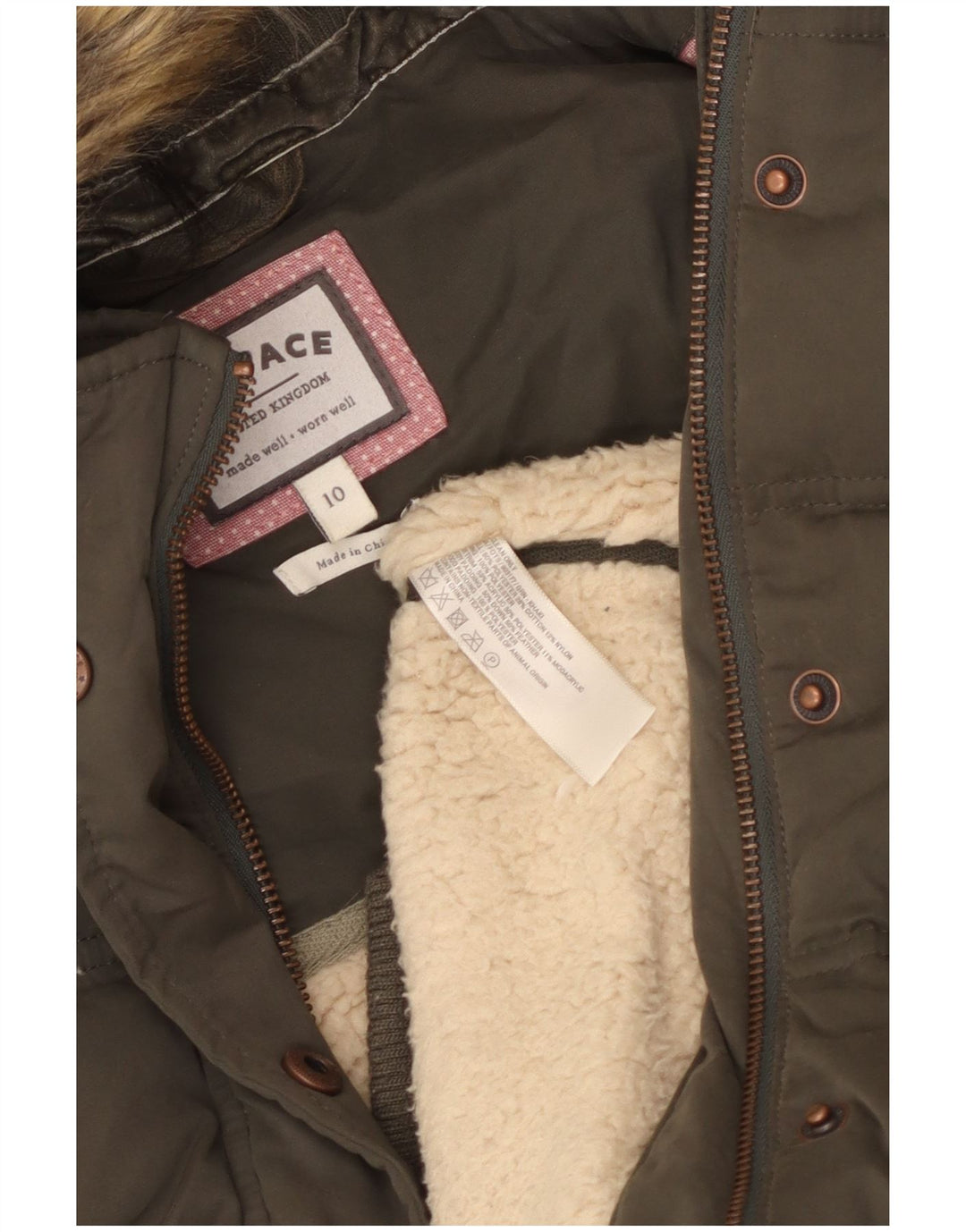 Fat Face Womens Hooded Oversized Padded Gilet UK 10 Small Khaki Polyester