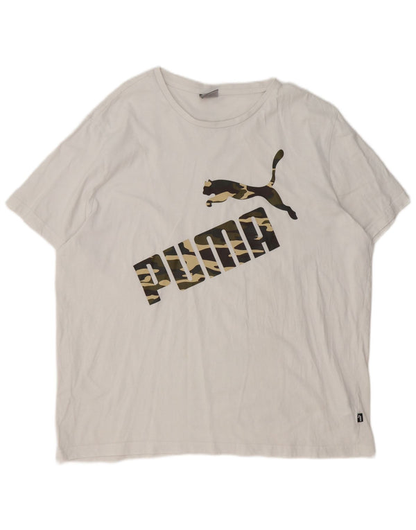 Puma Mens Graphic T-Shirt Top 2XL White Cotton