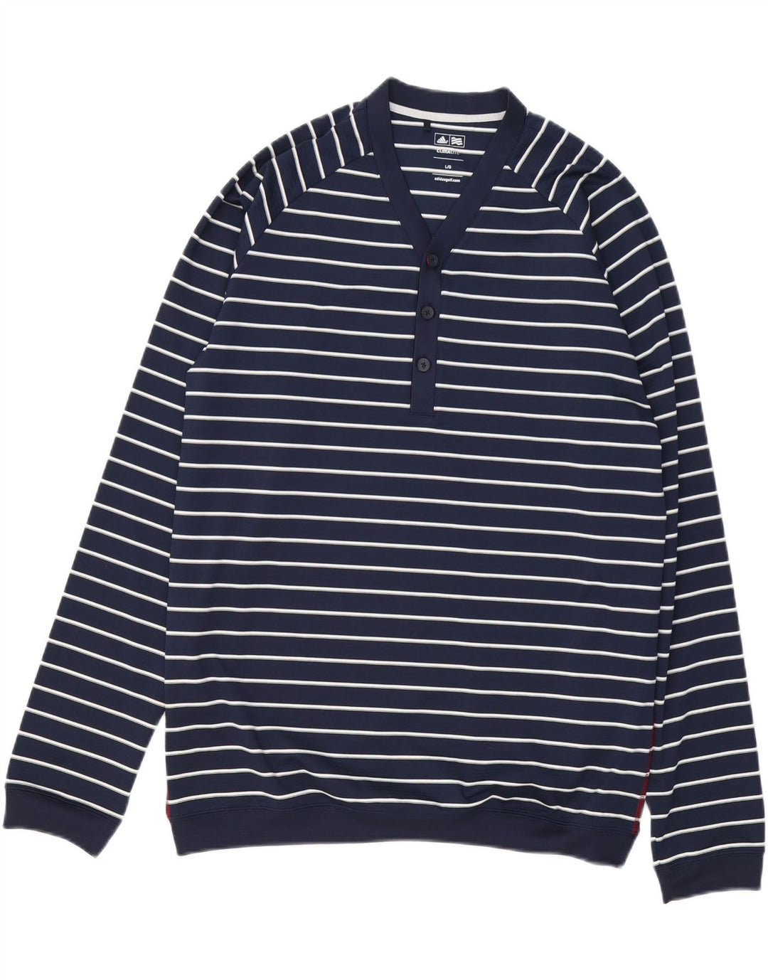 Adidas Mens Climalite Sweatshirt Jumper Large Navy Blue Striped Polyester