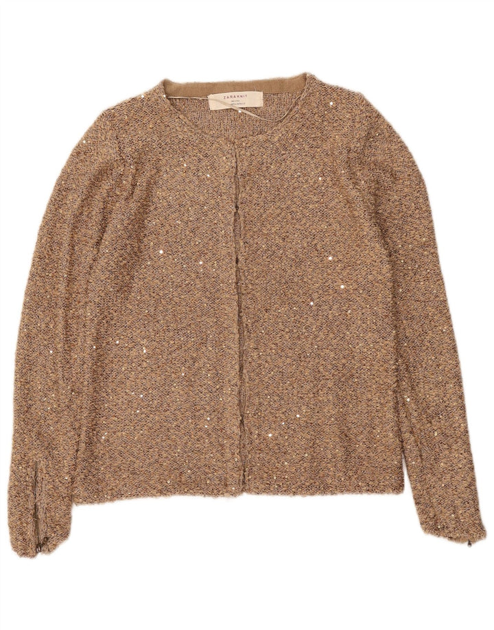 Zara Womens Cardigan Sweater UK 12 Medium Beige