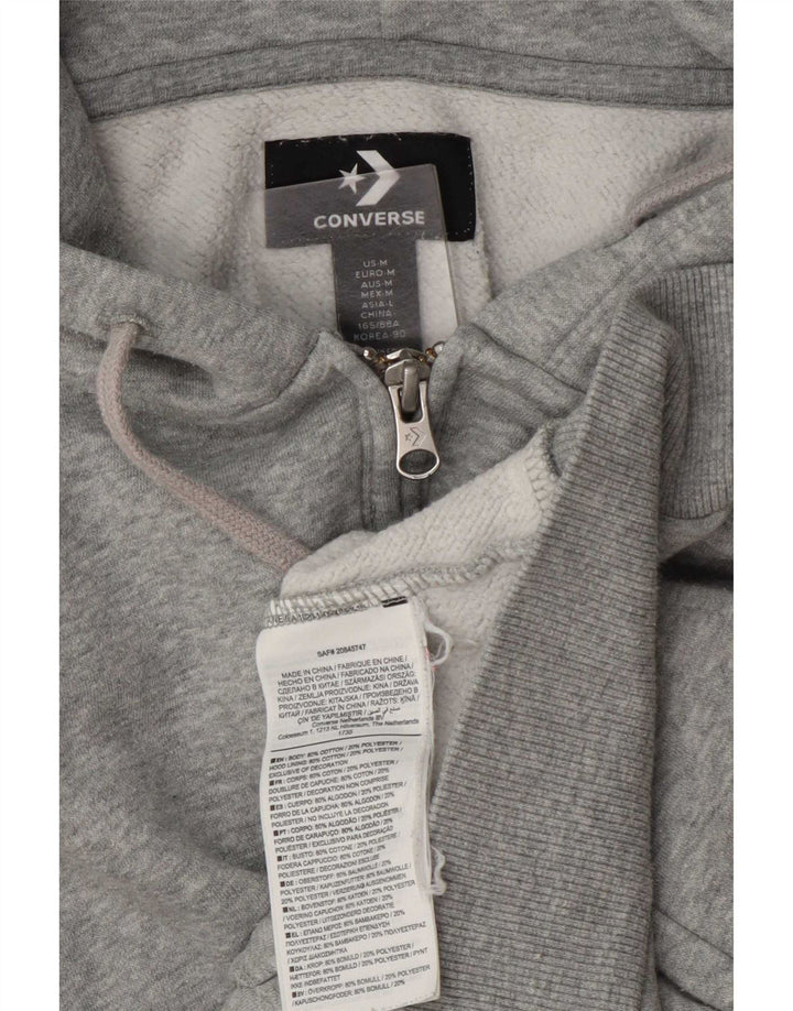 Converse Womens Zip Hoodie Sweater UK 14 Medium Grey Flecked Cotton