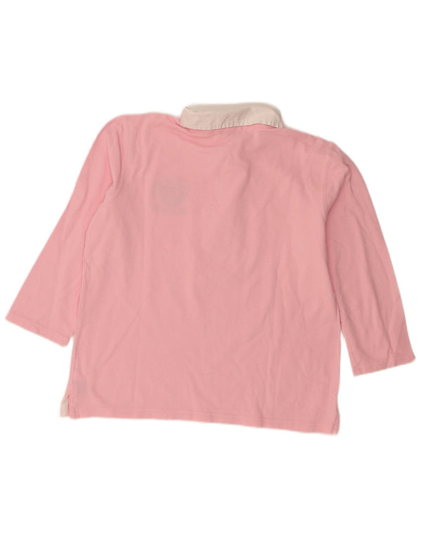 Ralph Lauren Polo de rugby graphique pour femme UK 16 Large Rose Colourblock