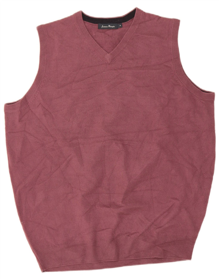 James Pringle Mens Vest Tank Top Medium Burgundy Acrylic