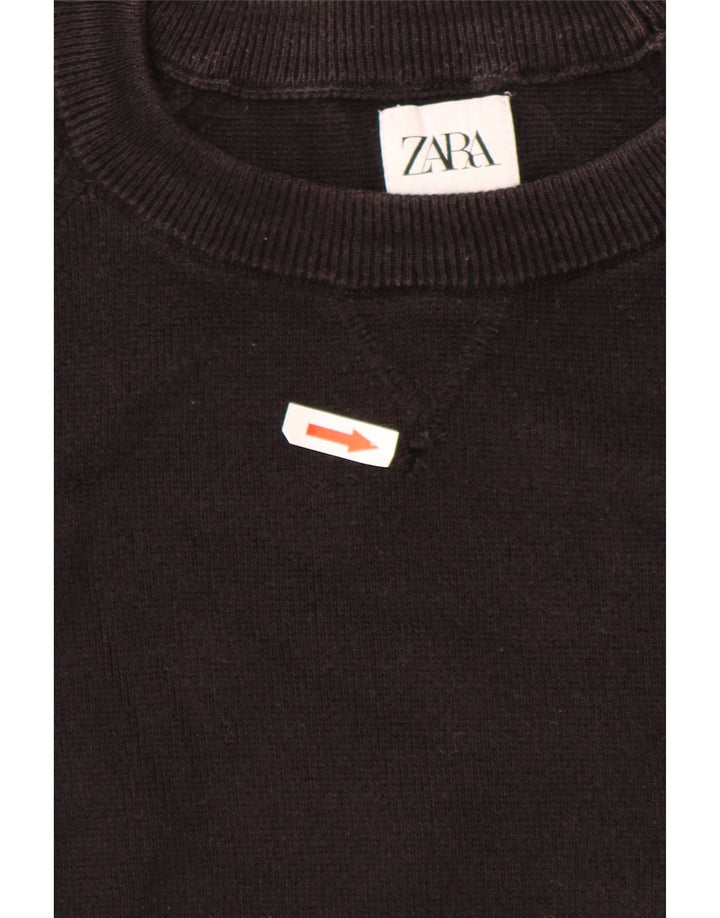 ZARA Maglione Girocollo da Uomo in Cotone Marrone Medio