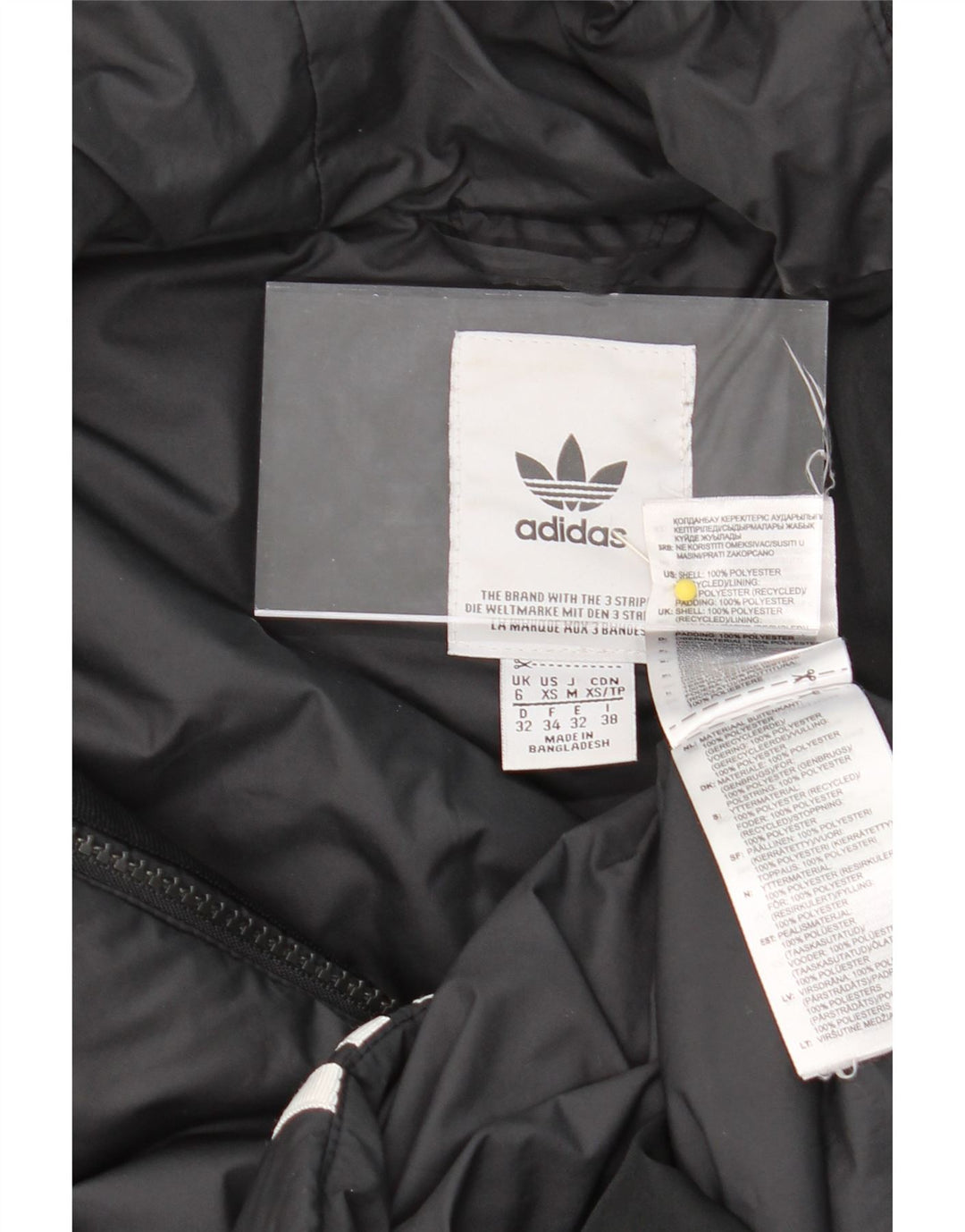 ADIDAS Womens Hooded Padded Jacket UK 6 XS Black Polyester Vintage Adidas and Second-Hand Adidas from Messina Hembry 