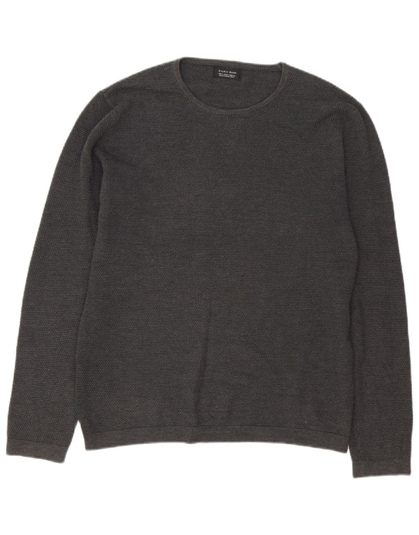 Zara Mens Crew Neck Jumper Sweater Large Grey
