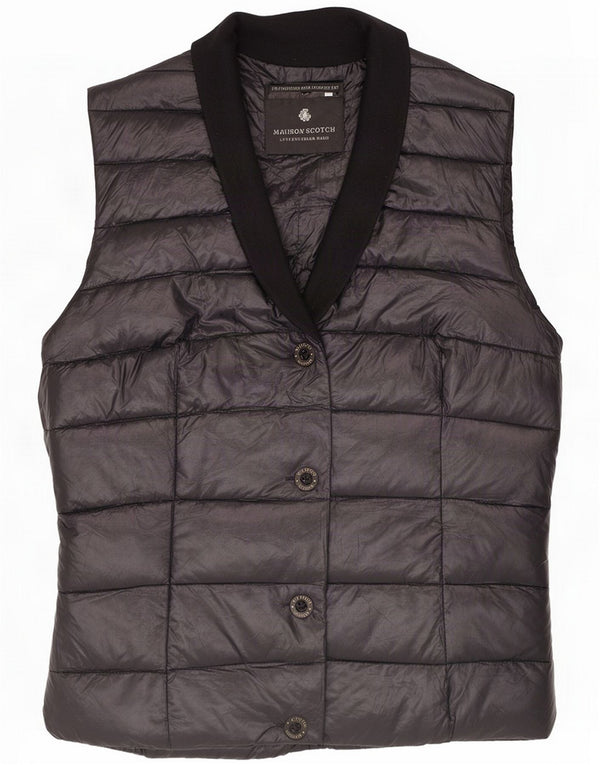 Maison Scotch Womens Perfect Fit Polstret Gilet Størrelse 2 Medium Sort