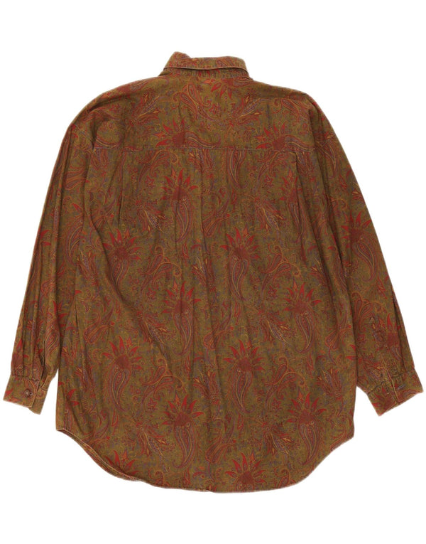 Calbros Dame Oversized Pullover Shirt IT 44 Medium Khaki Paisley Bomuld