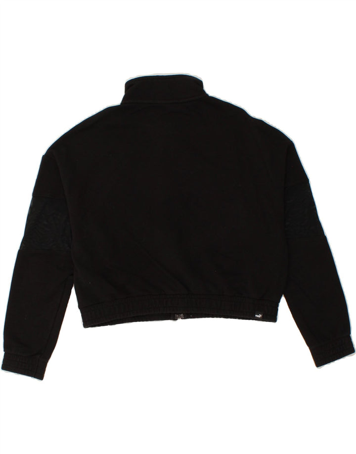 PUMA Womens Crop Tracksuit Top Jacket UK 10 Small Black Polyester Vintage Puma and Second-Hand Puma from Messina Hembry 