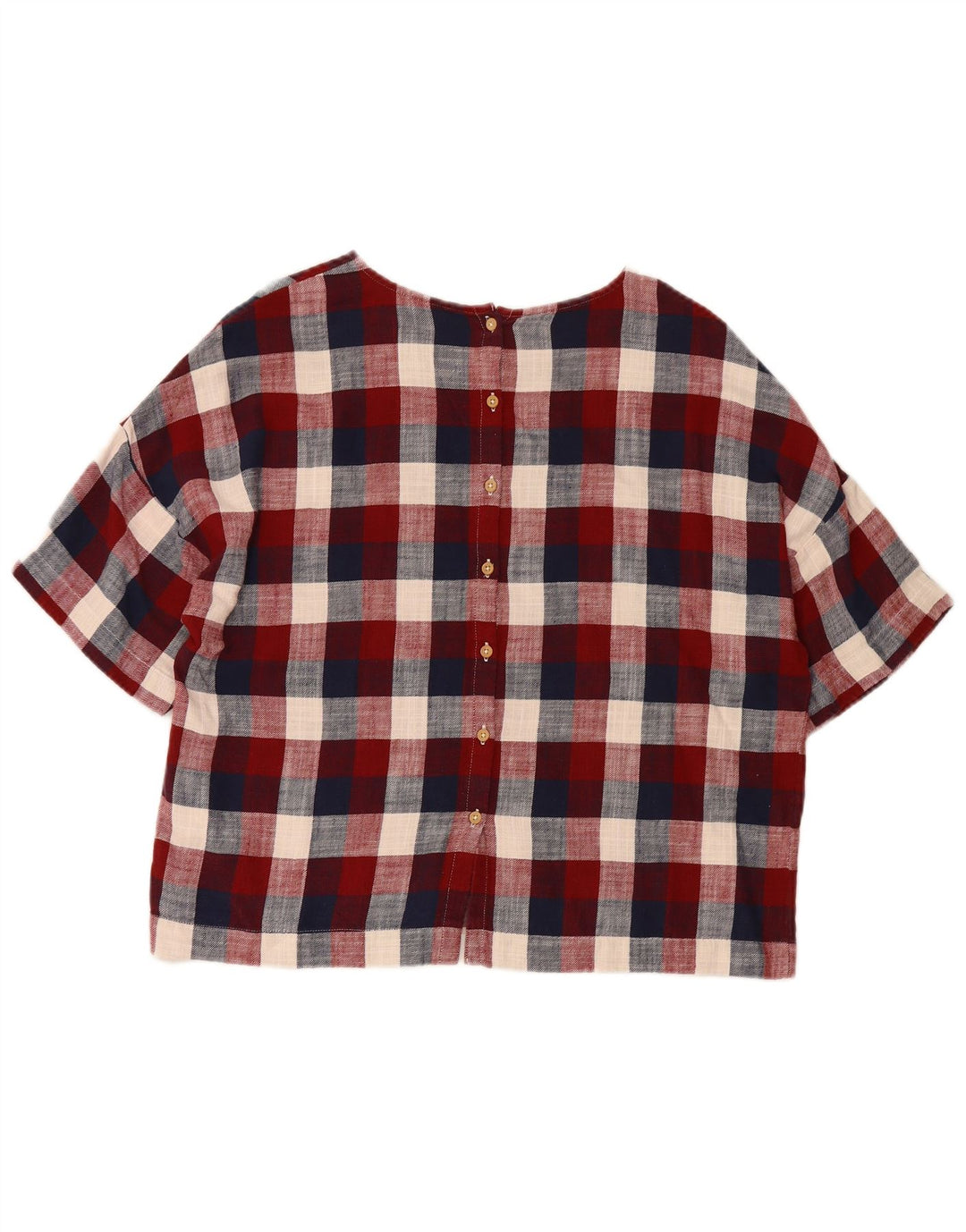 ZARA Womens Oversized Blouse Top UK 10 Small Multicoloured Check Cotton