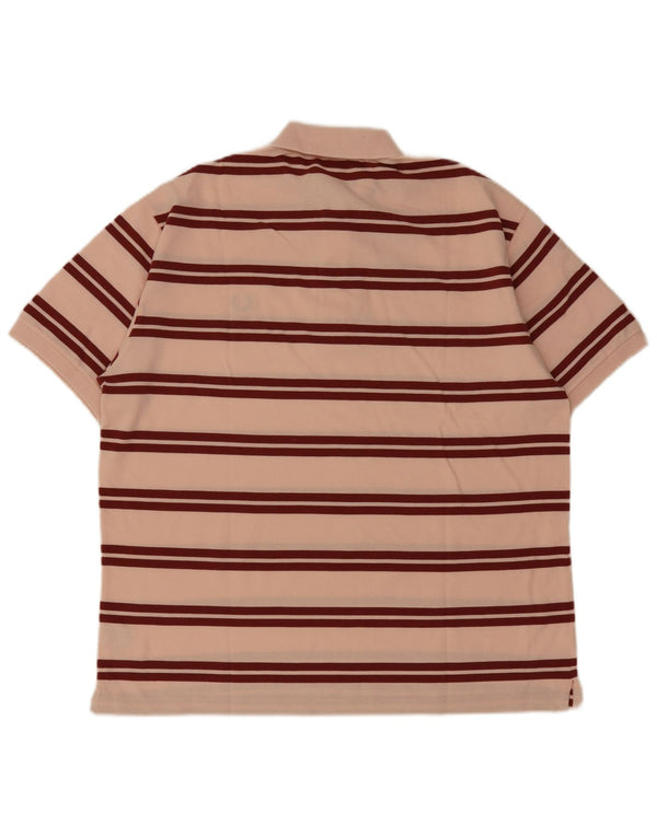 Fred Perry Mens Polo Shirt XL Pink Striped Cotton