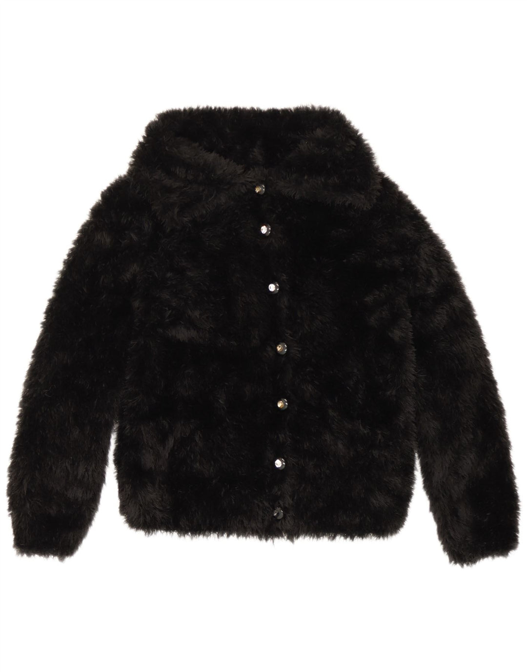 Vintage Womens Faux Fur Jacket UK 10 Small Black