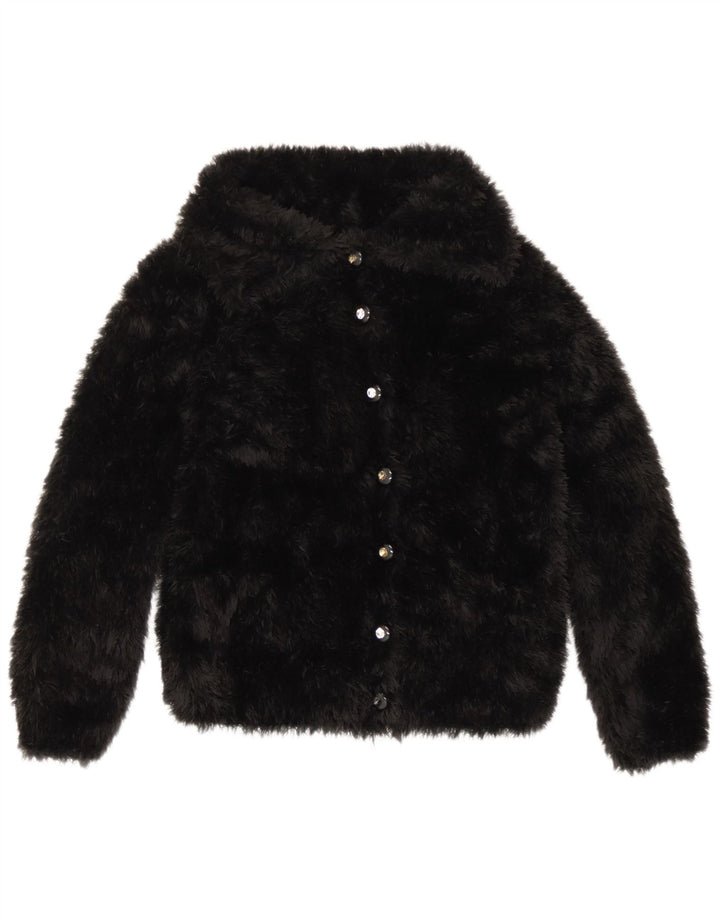 Vintage Womens Faux Fur Jacket UK 10 Small Black