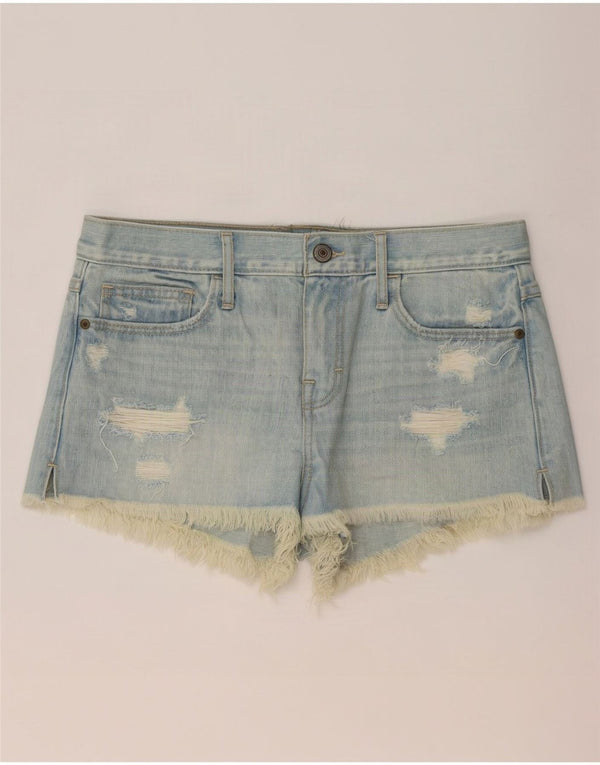 Shorts jeans feminino Abercrombie & Fitch US 4 pequeno W27 azul