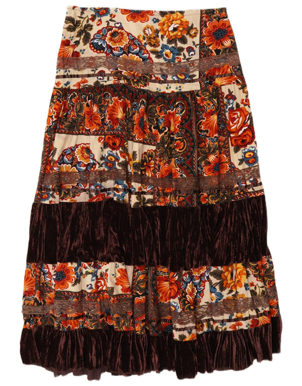 Vintage Womens Tiered Skirt W32 Large Multicoloured Floral