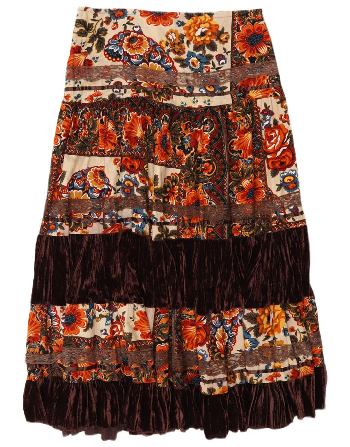 Vintage Womens Tiered Skirt W32 Large Multicoloured Floral