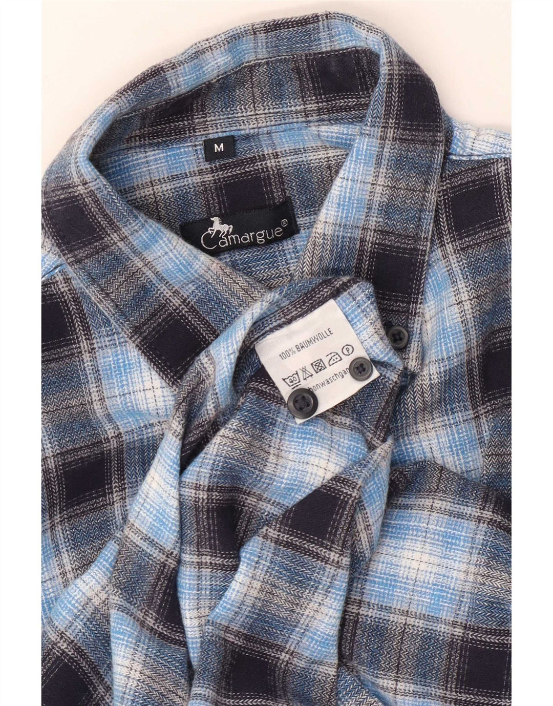 Camicia da uomo in flanella Camargue in cotone a quadri blu medio