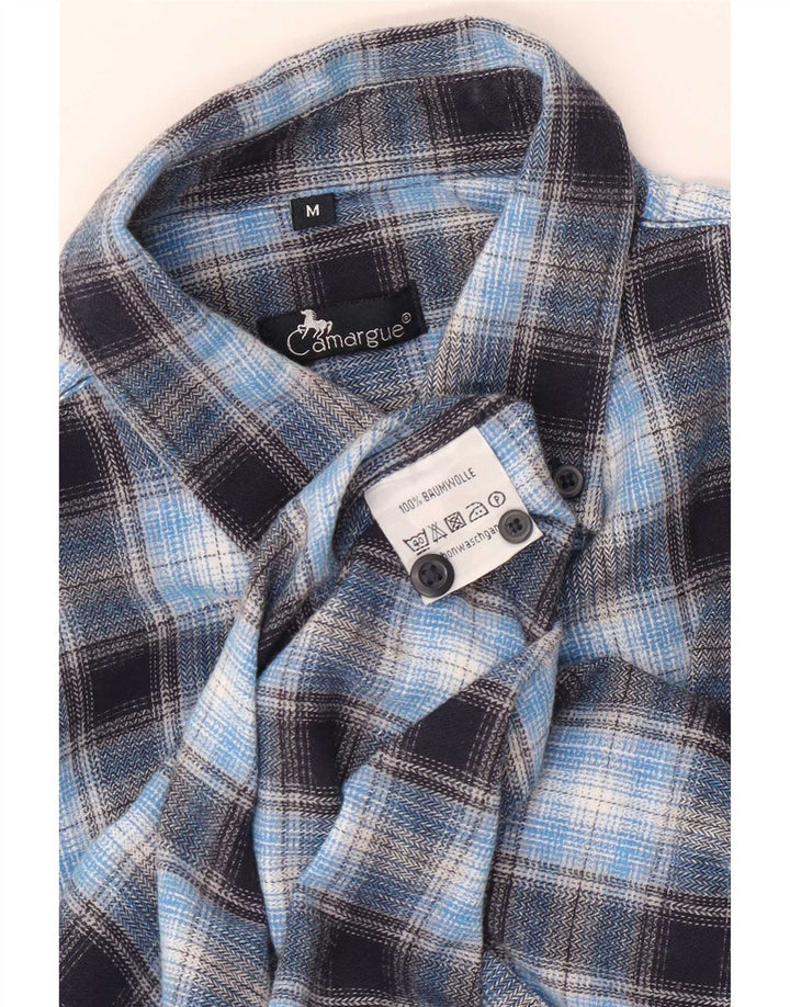 Camicia da uomo in flanella Camargue in cotone a quadri blu medio