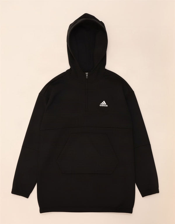 Adidas Dame Oversized grafisk hættetrøje med lynlås-hals UK 8/10 Small Black